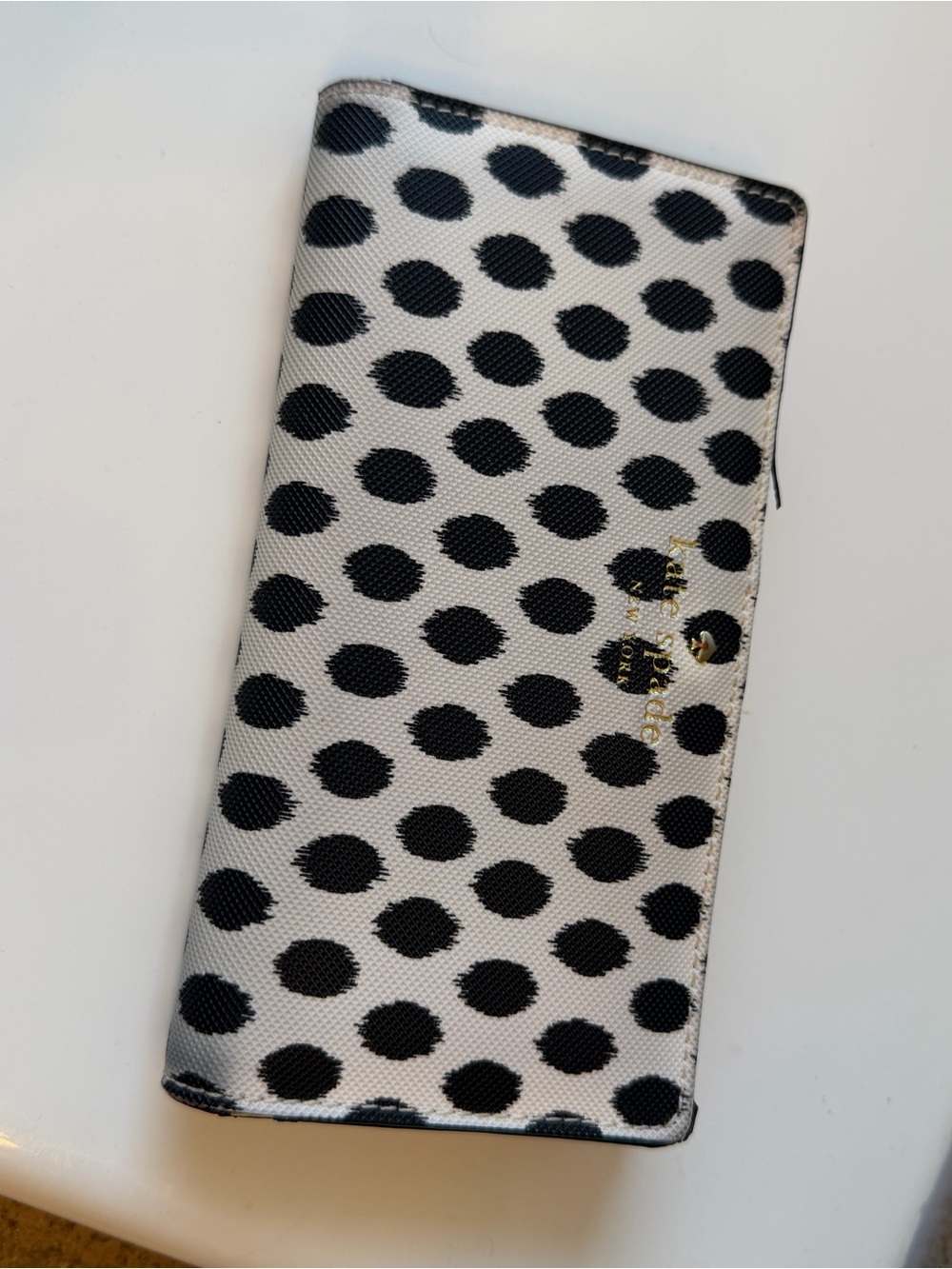 kate spade White and Black Polka Dot Continental Wallet